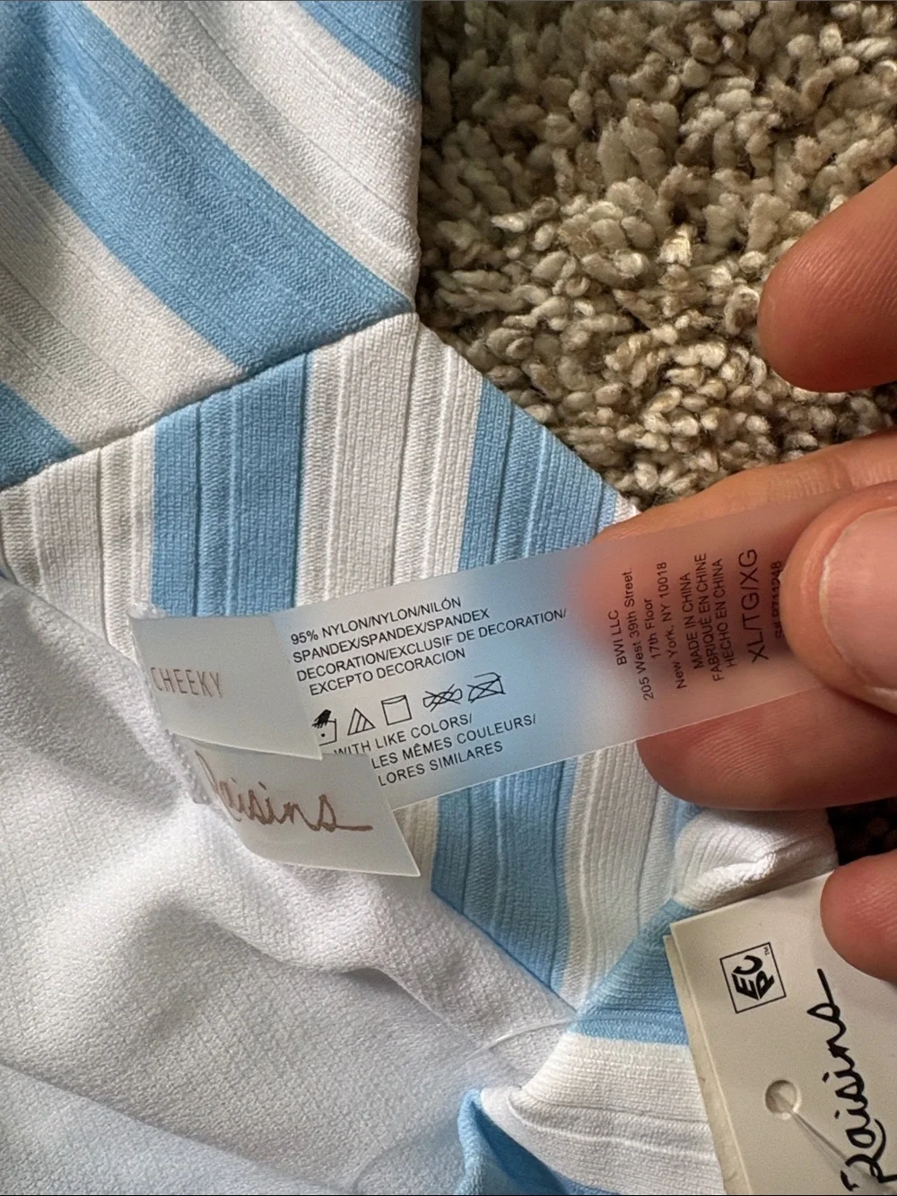 Raisins Blue & White V‑Front Bikini Bottom